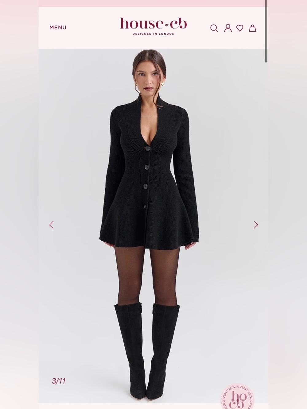 House of cb AUBREY
Black Wool Knitted Cardigan Dress